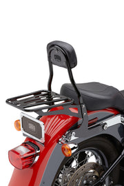Black Cobra removable luggage rack mounted on a motorcycle, designed for Cobra 602-2001/2004/2005 models.