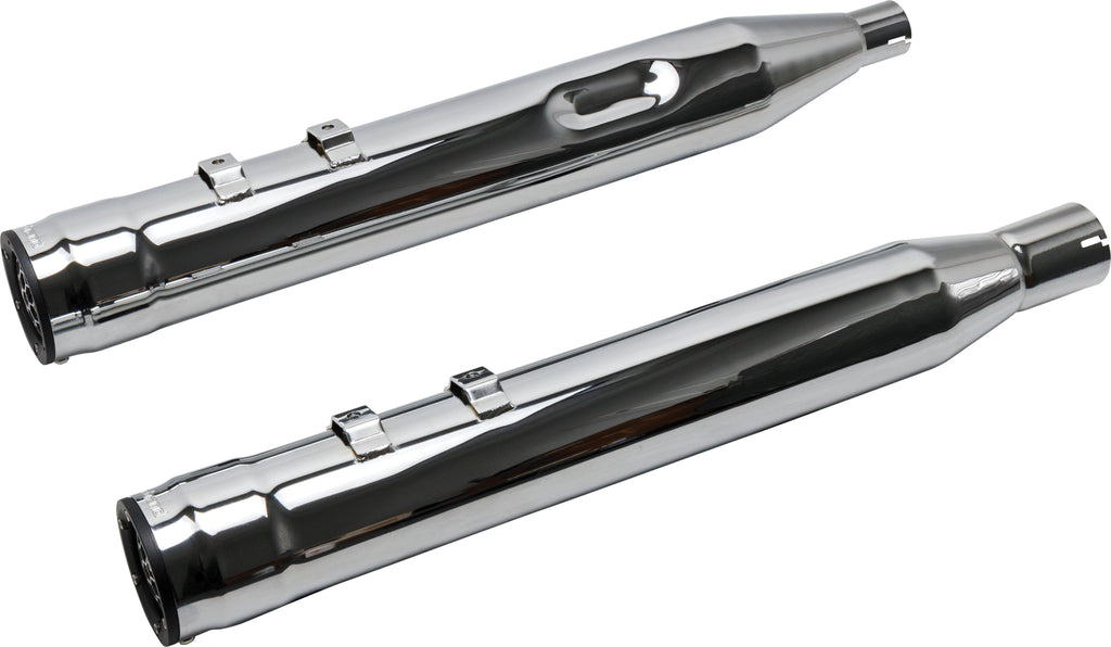 FireBrand Grand Prix Mufflers Chrome Touring exhaust for bikes, showing shiny chrome finish and sleek design, compatible with 1995-2016 models.