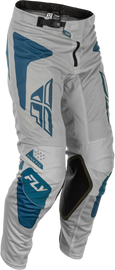 Fly Racing Kinetic Mesh Sym Pants in grey and blue, size 38, featuring lightweight mesh fabric and sporty design.