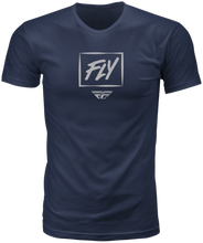 Load image into Gallery viewer, Fly Racing Fly Zoom Tee Navy, 2XL, casual t-shirt with a graphic design, shown in navy color.