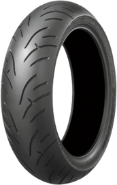 Bridgestone Battlax BT023-F rear motorcycle tire, 180/55ZR17 73W radial tubeless, showing tread pattern and sidewall details.