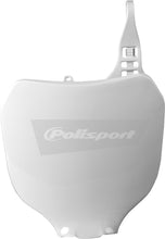 Load image into Gallery viewer, White Polisport Plastics number plate body part with product code 64-6580, designed for motorcycle or bike use.
