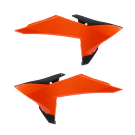 Polisport Plastics radiator scoops in orange and black, designed for body protection on off-road bikes.