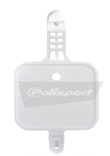 Load image into Gallery viewer, Polisport Plastics white front number plate body for bike, with mounting holes and clear design details.