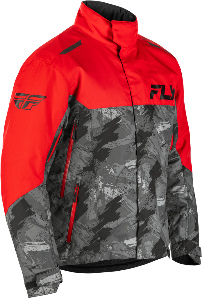 Fly Racing Youth SNX Pro Jacket in red and black, size YM, featuring lightweight, durable fabric with branding details visible.