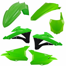 Load image into Gallery viewer, Polisport Plastics KX85/112 OEM 2022 body plastic kit with front and side panels, black and white motorcycle body components.
