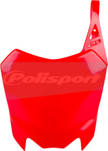 Load image into Gallery viewer, Red Polisport Plastics front number plate for motocross or dirt bikes, with the product code 64-6631, mounted on a bike.