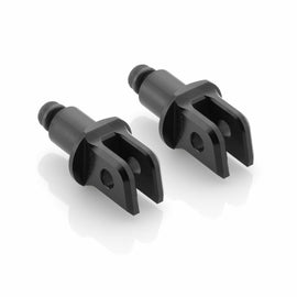 RIZOMA rider black footpeg mount kit for motorcycle, featuring sturdy metallic construction and detailed design.
