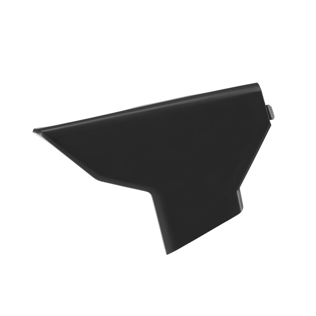 Polisport Plastics black airbox cover for dirt bikes, shown in a durable plastic body design with mounting features.