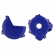 Load image into Gallery viewer, Polisport Plastics clutch and ignition kit in blue for motorcycles, including plastic components and wiring.