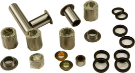 All Balls suspension linkage kit with bearings and seals, including various components laid out for easy installation.