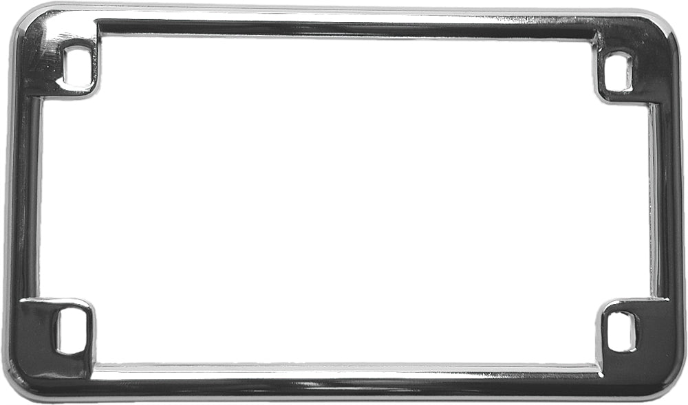 Chrome Emgo license frame measuring 4 1/8" x 7 1/4" for vehicle accessories, with a sleek, polished finish.