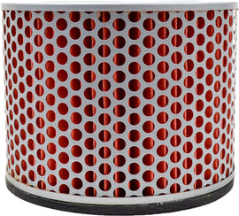 Emgo Air Filter 78-9318 for motorcycles, cylindrical air filter with black rubber edges and pleated filter media.