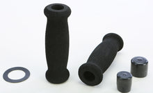 Load image into Gallery viewer, Black Emgo foam grips for handlebars, 7/8 inch diameter and 4.75 inches long, designed for motorcycle or bike handlebars.