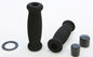 Black Emgo foam grips for handlebars, 7/8 inch diameter and 4.75 inches long, designed for motorcycle or bike handlebars.