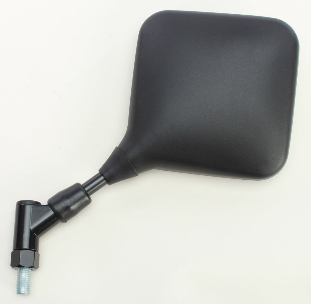 Emgo left motorcycle mirror for Suzuki models, black finish, round shape with mounting arm, designed for easy installation.