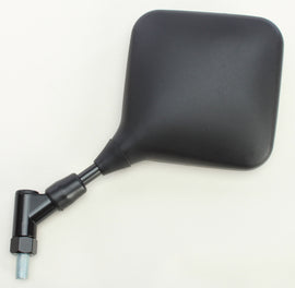 Emgo left motorcycle mirror for Suzuki models, black finish, round shape with mounting arm, designed for easy installation.