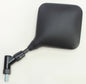 Emgo left motorcycle mirror for Suzuki models, black finish, round shape with mounting arm, designed for easy installation.
