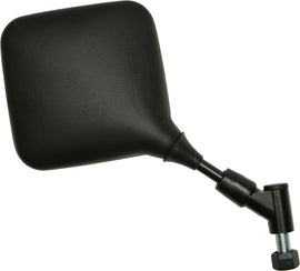 Emgo right motorcycle mirror for Suzuki, black plastic housing with adjustable arm and reflective mirror surface.
