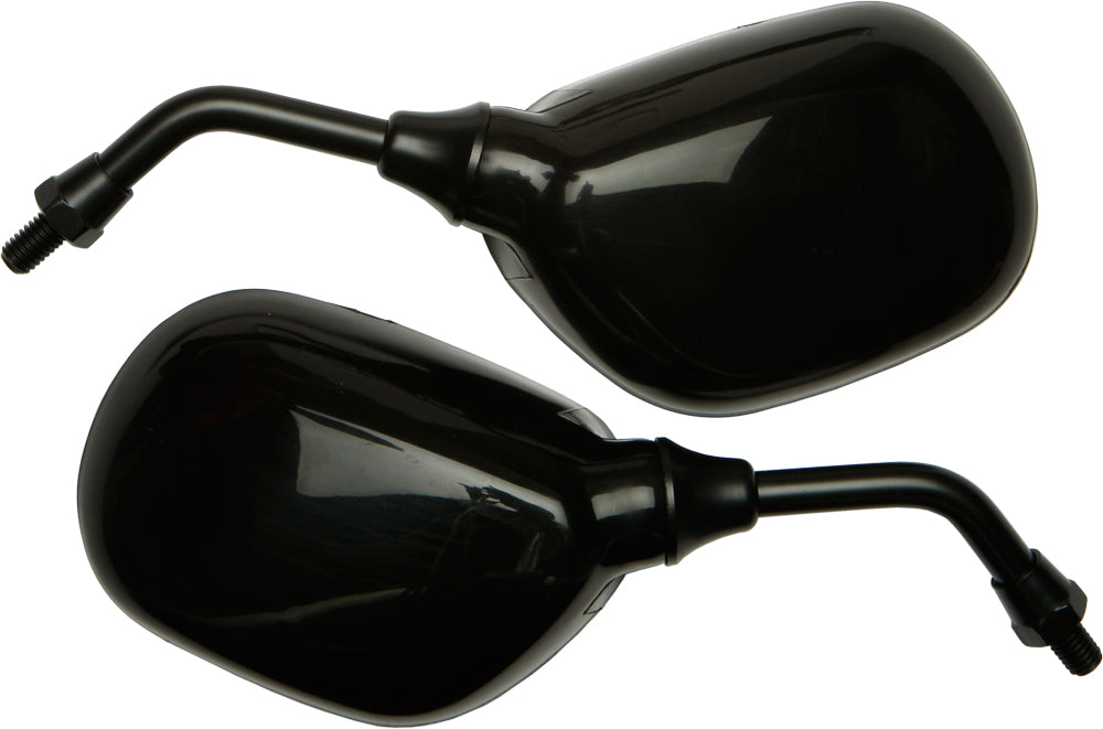 Black Emgo Mini Scooter Mirrors with 8mm mounts, designed for easy installation and clear rearview visibility.