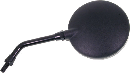 Emgo 10-inch stem motorcycle mirror with Kaw/Moto Guzzi mounts, showing sleek black finish and reflective mirror surface.