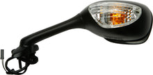 Load image into Gallery viewer, Black Emgo left motorcycle mirror for Suzuki models, featuring a sleek design and sturdy construction.