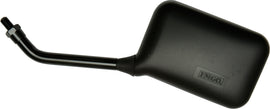 Black Emgo left motorcycle mirror with universal True Vision design for enhanced visibility and style.