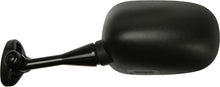 Load image into Gallery viewer, Emgo left motorcycle mirror with black housing and adjustable arm for Honda bikes, designed for clear rear visibility.
