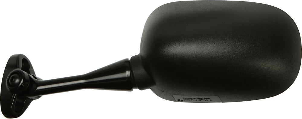 Emgo left motorcycle mirror with black housing and adjustable arm, designed for Honda models.