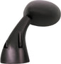 Emgo left side motorcycle mirror for Suzuki, black finish, round shape, mounted on a metal arm with adjustable joint.