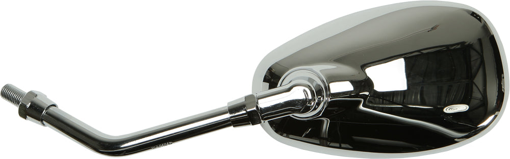 Left side Emgo motorcycle mirror for Yamaha, durable black finish, mounted on a sleek arm, designed for clear rear visibility.