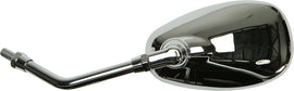 Left side Emgo motorcycle mirror for Yamaha, durable black finish, mounted on a sleek arm, designed for clear rear visibility.