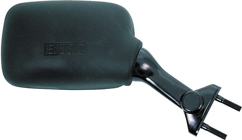 Emgo right motorcycle mirror with 8mm fitting, chrome finish, showing reflective glass and mounting arm for bike handlebars.