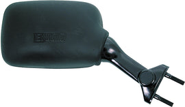 Emgo right motorcycle mirror with 8mm fitting, chrome finish, showing reflective glass and mounting arm for bike handlebars.