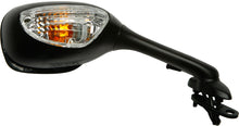 Charger l'image dans la galerie, Black right-side motorcycle mirror by Emgo for Suzuki models, featuring a sleek design and durable construction.