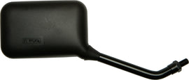 Right black Emgo True Vision universal motorcycle mirror for enhanced visibility and style.