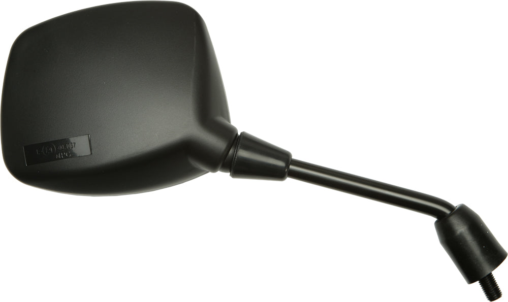 Emgo right side motorcycle mirror for Suzuki models, chrome finish, round glass, durable plastic arm for secure mounting.