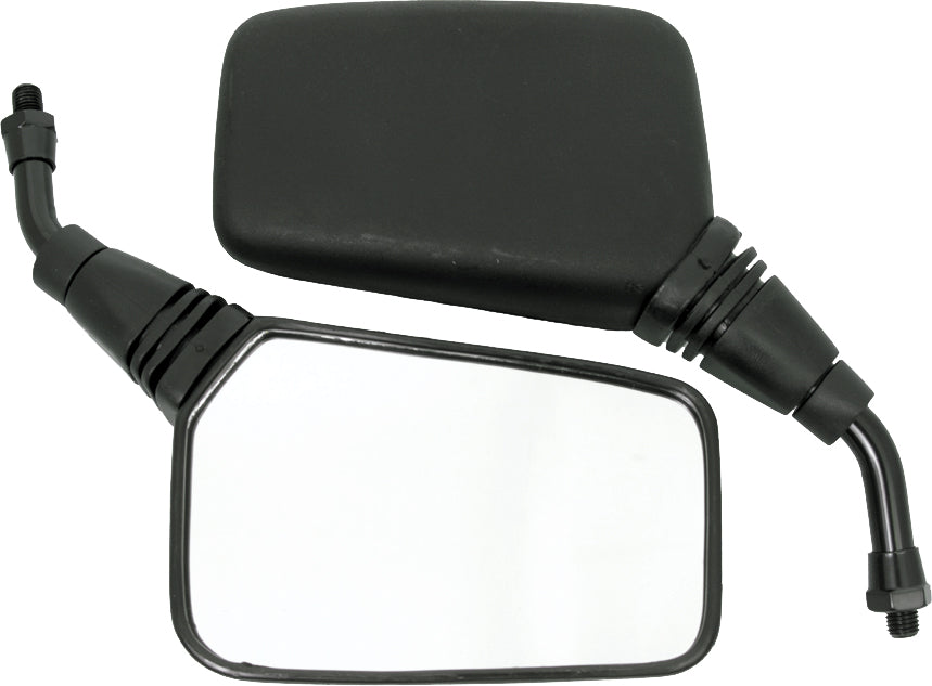 Emgo Pr/Mirror Hawk 56-9876 motorcycle mirror with black finish and sturdy mounting arm, designed for easy installation.