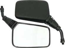 Load image into Gallery viewer, Emgo Pr/Mirror Hawk 56-9876 motorcycle mirror with black housing and adjustable arm, mounted on a motorcycle handlebar.
