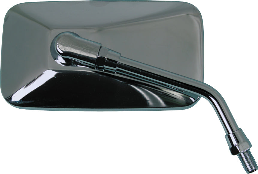 Black Emgo Sports Cruiser motorcycle mirror with chrome accents, designed for Yamaha models, showcasing its sleek, aerodynamic shape.