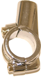 Emgo Universal Mirror Mount 10mm chrome bracket for motorcycles, shown with the mounting clamp and reflective chrome finish.