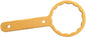 Emgo oil filter wrench 57-8001 used for removing oil filters, shown in black with adjustable grip for easy installation and removal.
