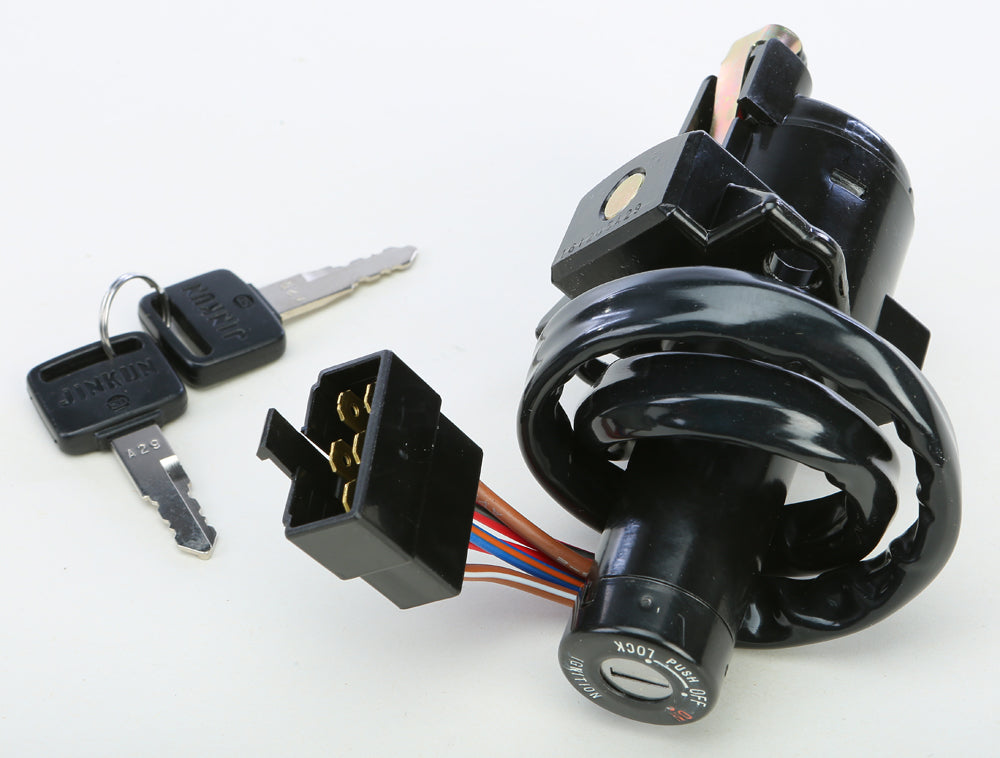 Emgo ignition switch for Honda, model 56-5884, black switch with key slot, mounted on a vehicle ignition panel.