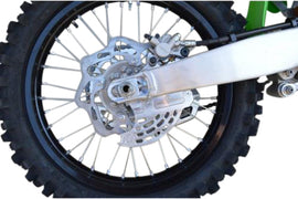 Enduro Engineering rear disc guard for Kawasaki motocross brakes, durable metal shield protecting the rear brake disc.