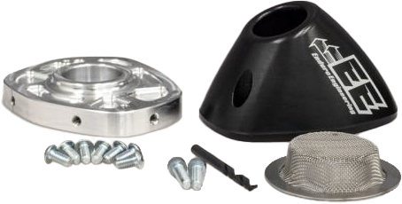Enduro Engineering spark arrestor end cap for Beta 366-404021, designed for motorcycle exhaust systems, black metal with mounting features.