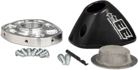 Enduro Engineering spark arrestor end cap for Beta 366-404021, designed for motorcycle exhaust systems, black metal with mounting features.