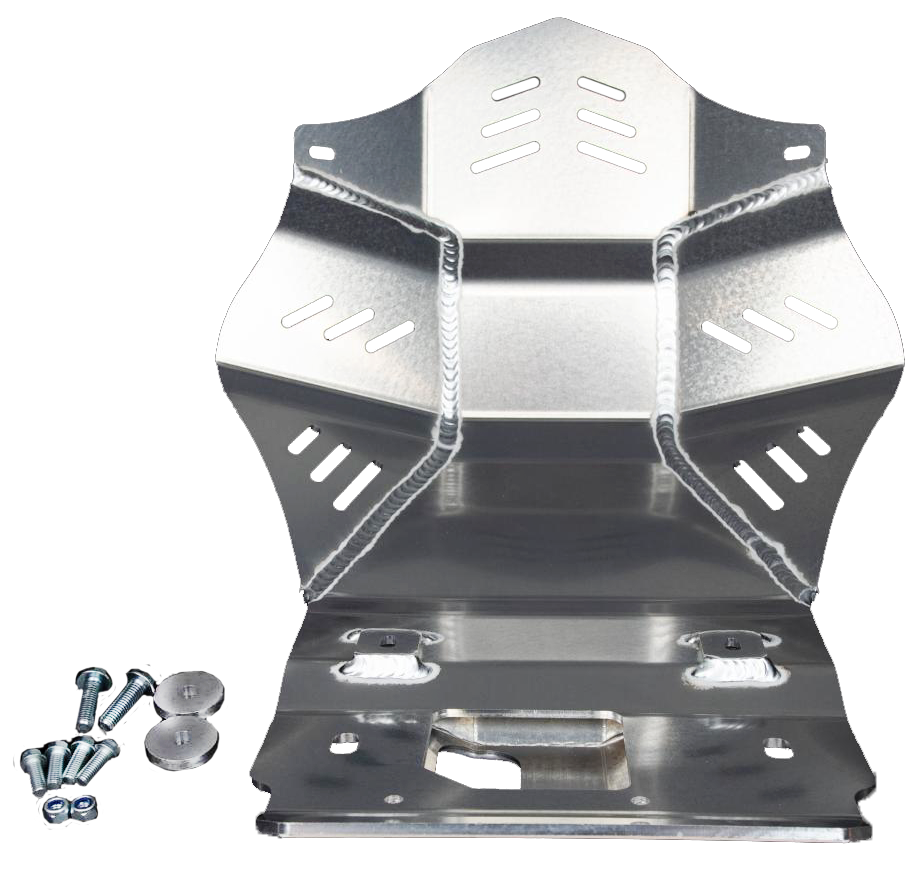 Enduro Engineering Kawasaki skid plate guard for off-road motorcycles, providing protection for the bike's underside.