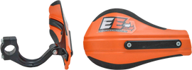 Enduro Engineering orange composite handguards with mounting hardware, designed for motorcycle roost protection.