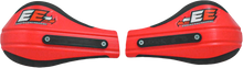 Charger l'image dans la galerie, Enduro Engineering Evo 2 Roost Deflector Red outer mount handguards on a motorcycle for protection against roost and debris.