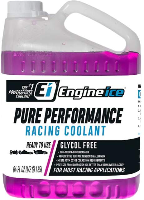 Engine Ice Pure Performance Racing Coolant 0.5 Gal bottle, green chemical for engine cooling and performance.